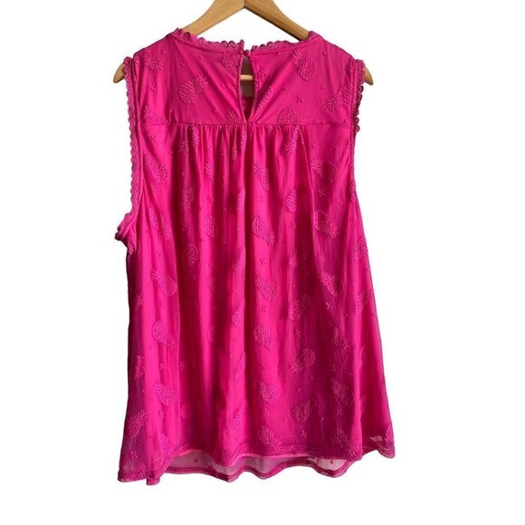 TORRID Pineapple Embroidered Sleeveless Lace Mesh Ruffle Tank Top Size 3X - Picture 5 of 9